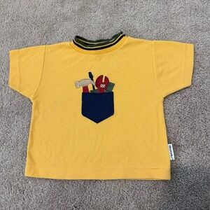 Vintage Healthtex Yellow Embroidered Tools Kids Shirt 2T
